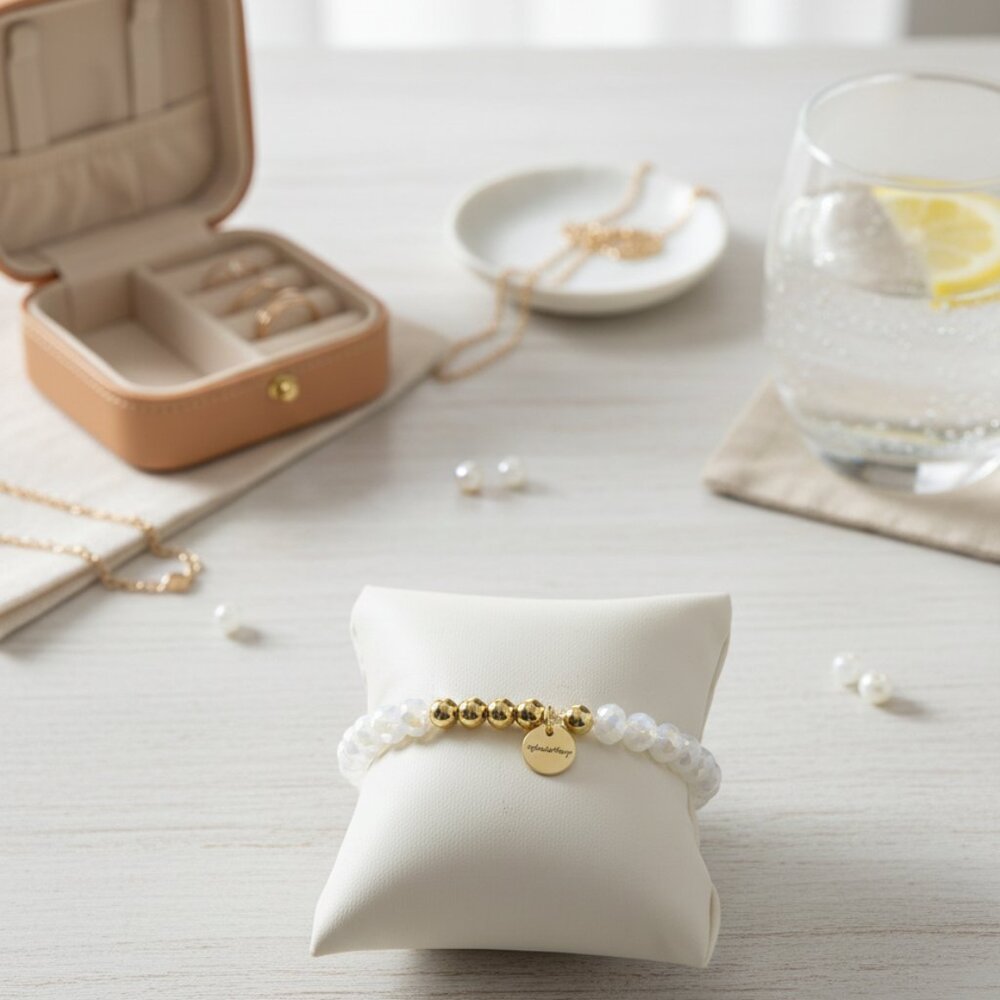 Minimal Crystal Beaded Bracelet with Gold Accents | Everyday Boutique Jewelry